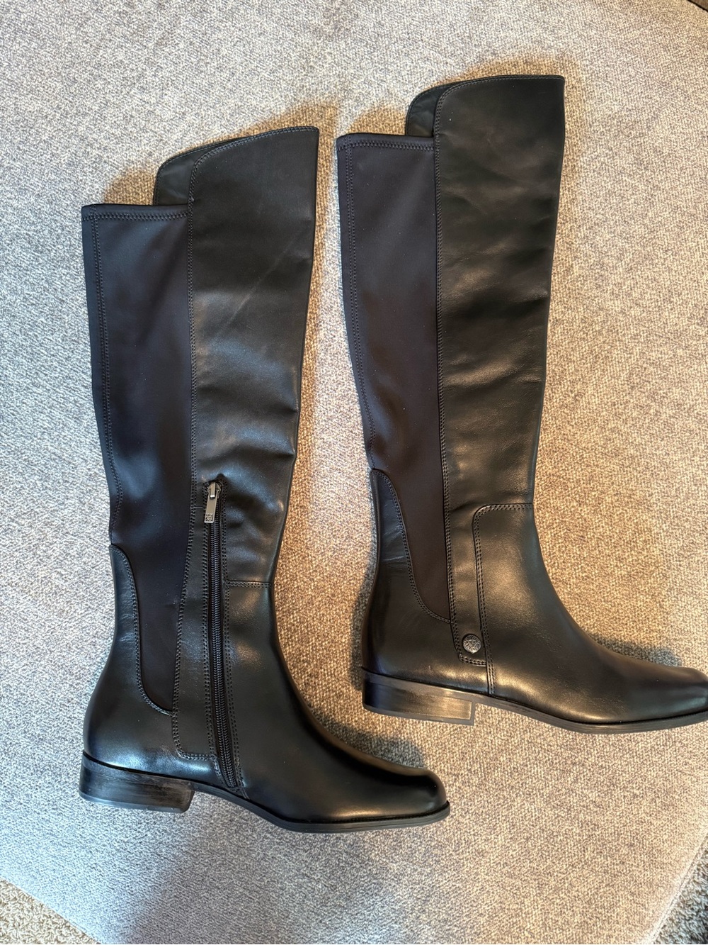 Anne Klein Black Over-the-Knee Riding Boots with Side Zip